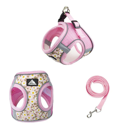 Floral Reflective Cat Harness Set