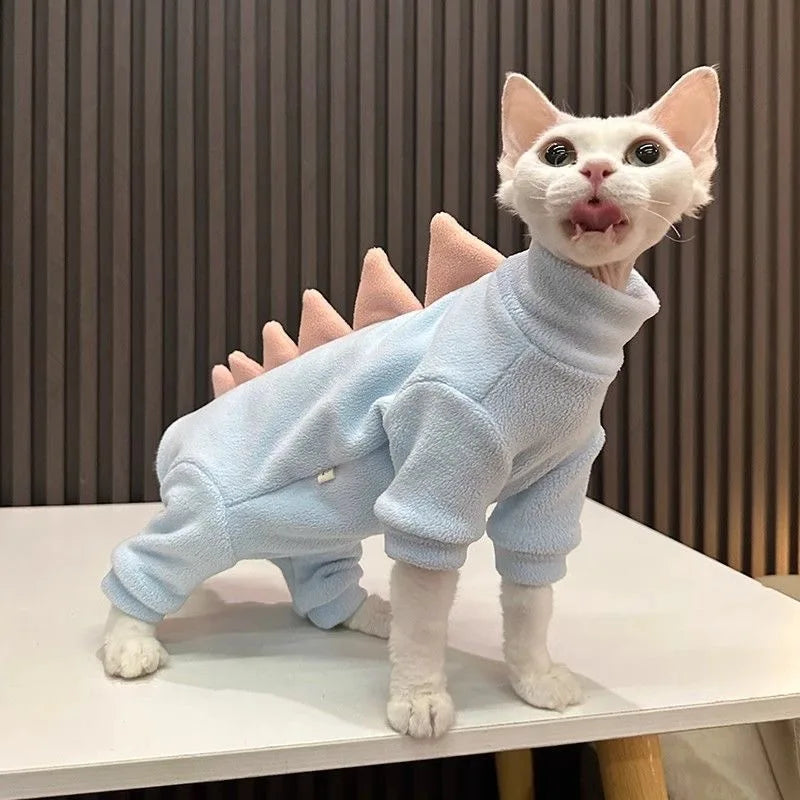 2. Macacão de fleece polar para gatos, de gola alta e cobertura completa, roupa quente para pets no outono, muito vendido, para descanso no quarto e sono noturno, para gatos sem pelos e de pele fina
