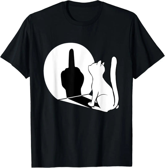 Women's Cat Graphic T-Shirt with Funny Shadow Print