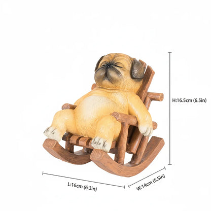 Pug on Rocking Chair Figurine