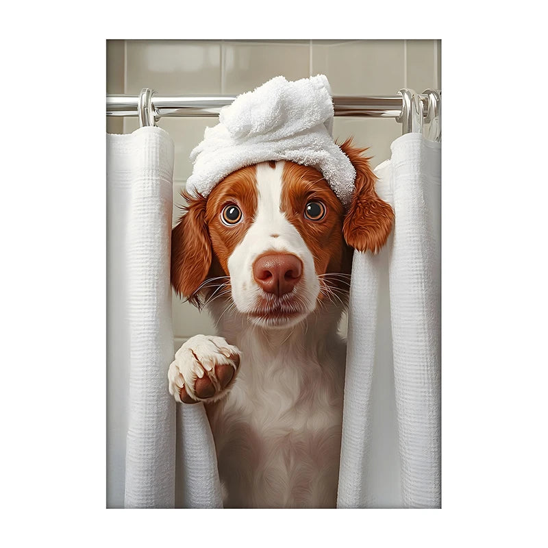 Art mural mignon de serviette de chiens de douche