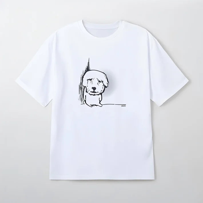 Unisex Dog and Cat Sketch Graphic Cotton T-Shirt