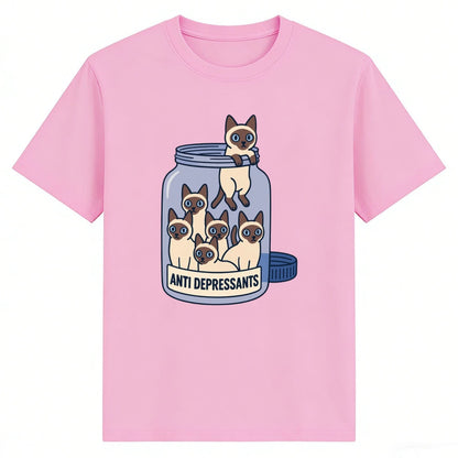Siamese Cat Jar "Anti Depressants" Cotton Shirt