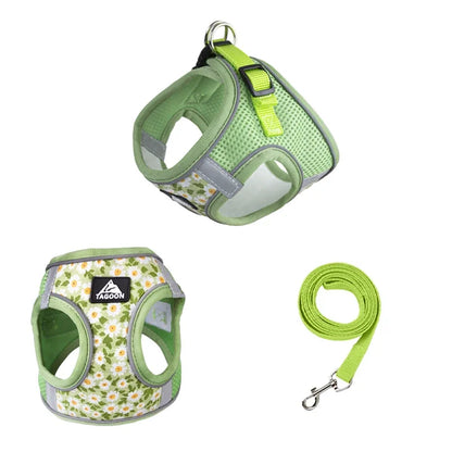Floral Reflective Cat Harness Set