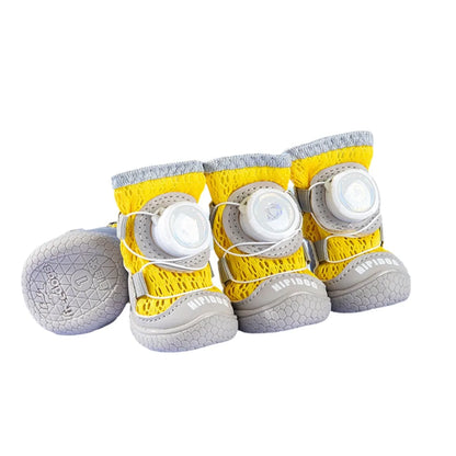 4Pcs/Set Breathable Button Anti-Slip Dog Shoes