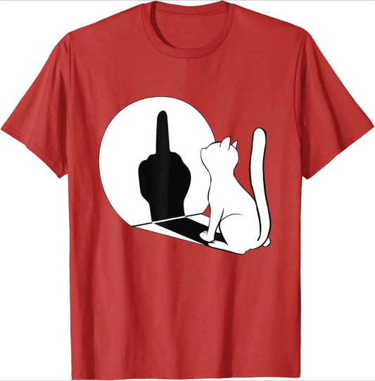 Women's Cat Graphic T-Shirt with Funny Shadow Print