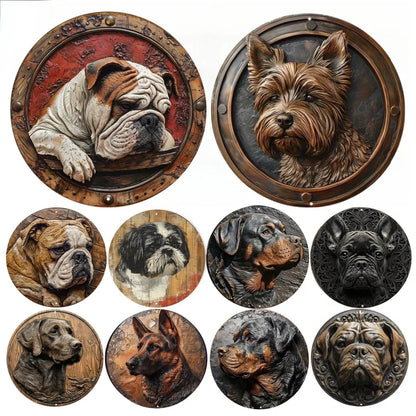 Plaques circulaires de portrait de chien de style vintage