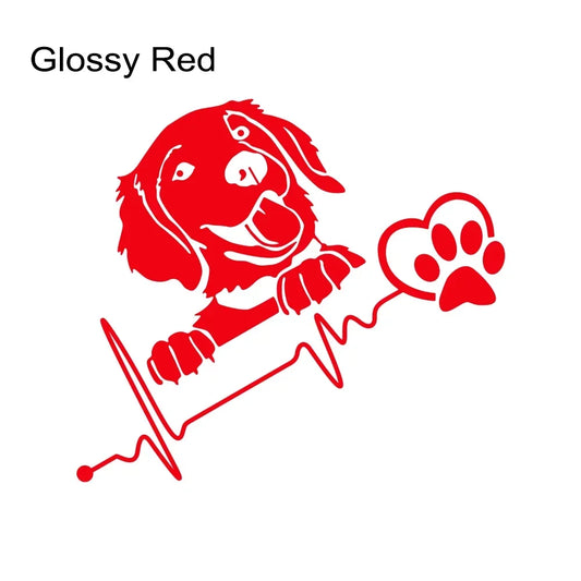 Peeking Dog Heartbeat Car Decal