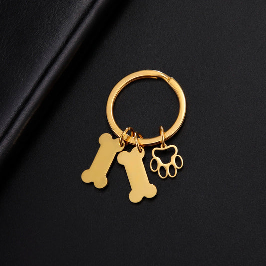 Porte-clés os et patte de chien