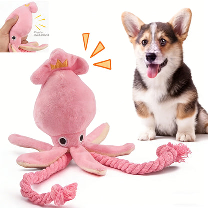 Pink Plush Squid Dog Toy