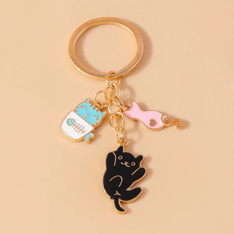 Cute Cartoon Cat Keychain