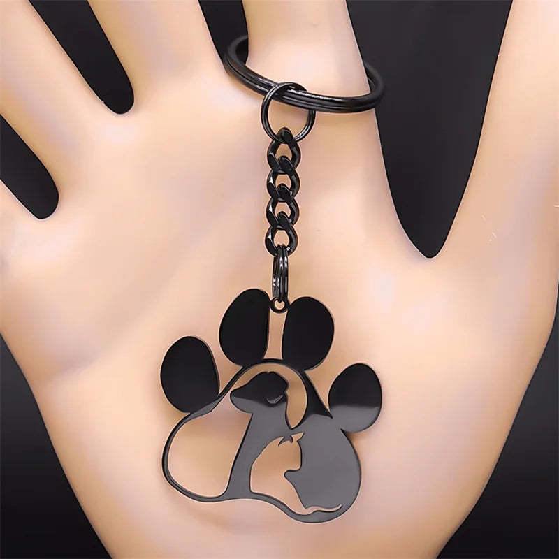 Porte-clés à empreinte de patte de chien
