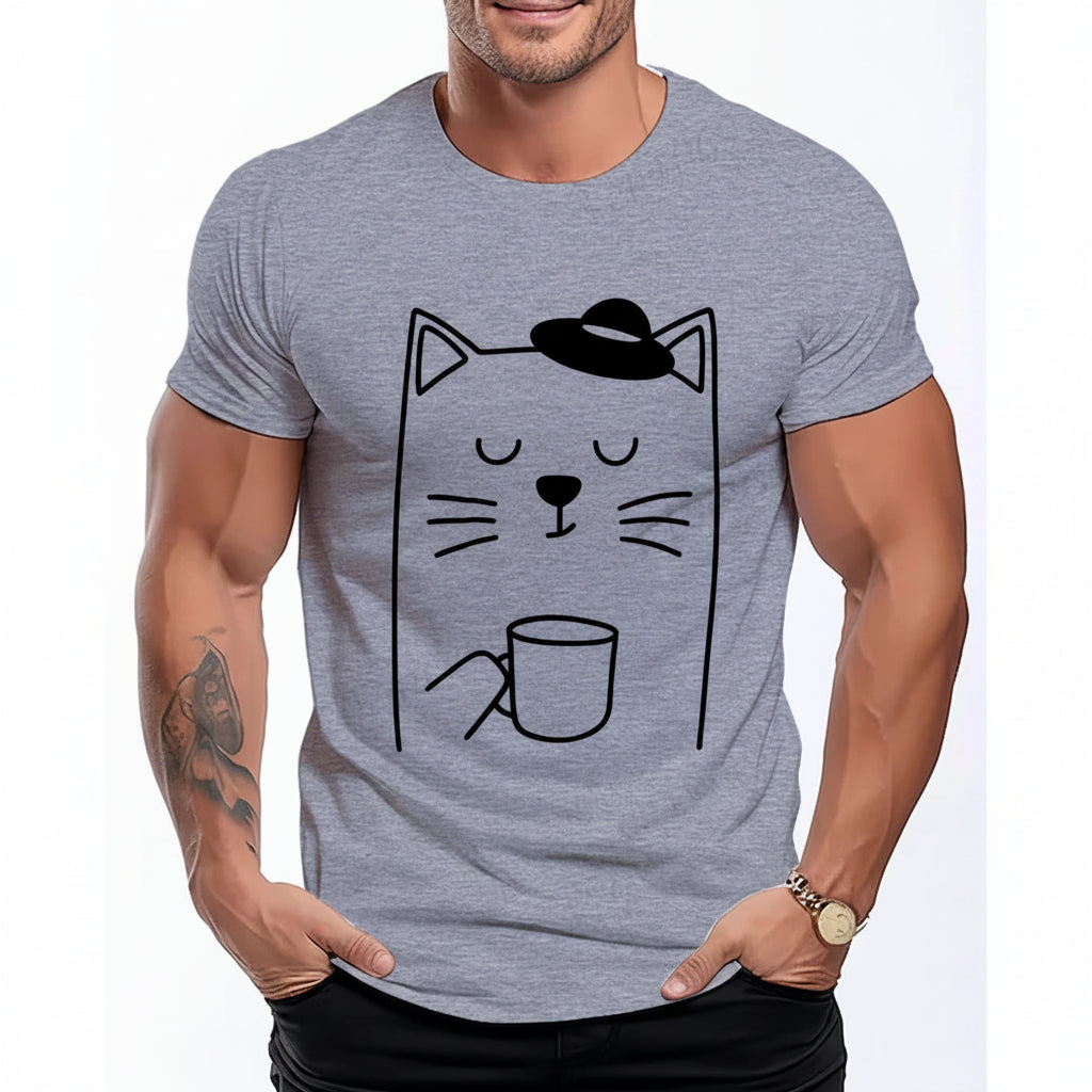 Minimalist Coffee Cat T-Shirt
