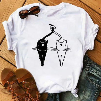 เสื้อยืดลายแมวน่ารัก