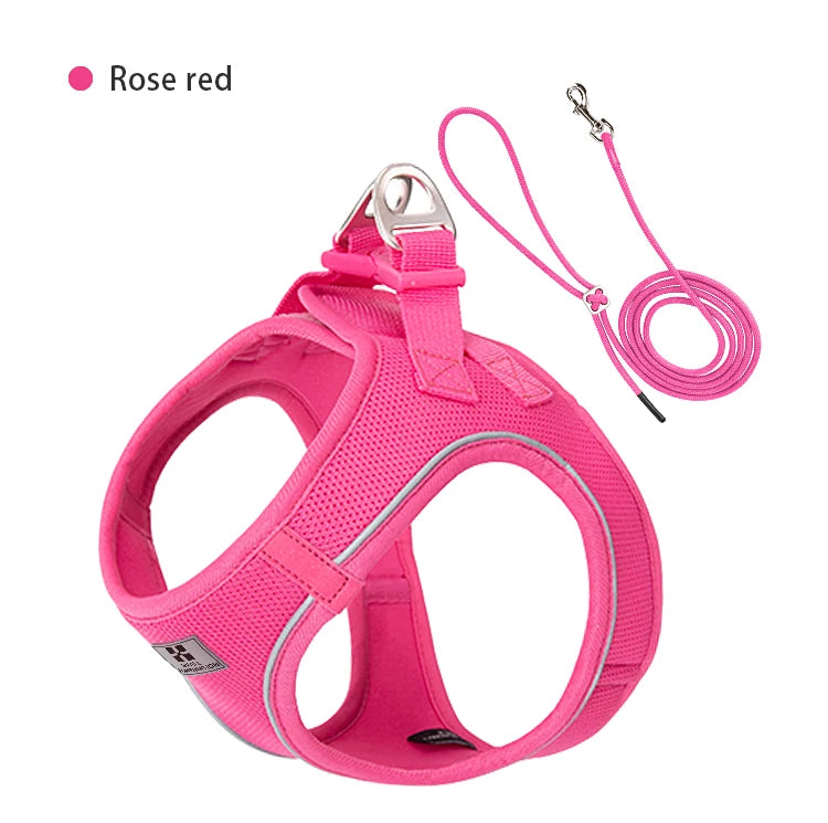 Reflective Mesh Dog Harness and Leash Set