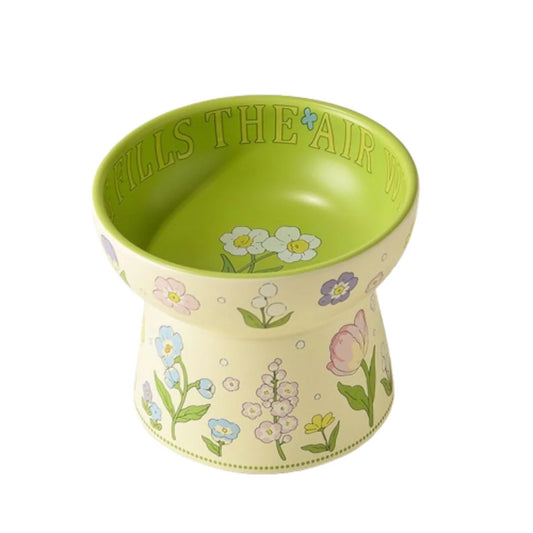 Durable Flower Ceramic Cat Bowl