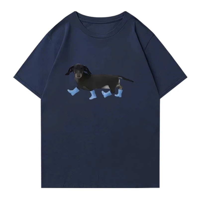 Funny Dachshund Printed Cotton Shirt