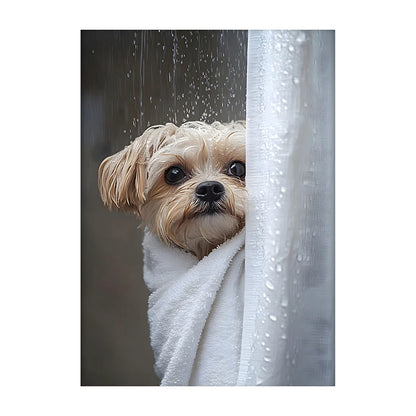 Art mural mignon de serviette de chiens de douche