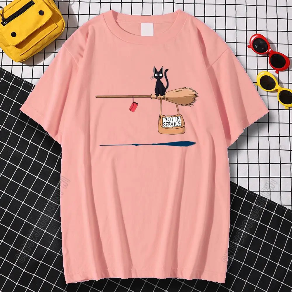 Cat On Magic Broom T Shirt