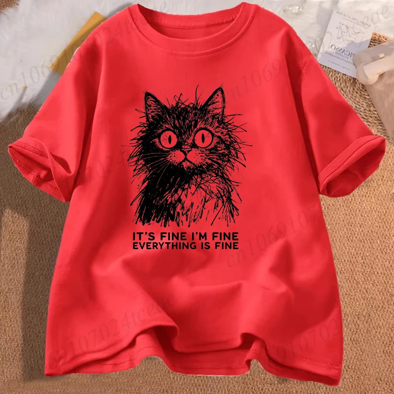 Everything Is Fine Cat T-Shirt
