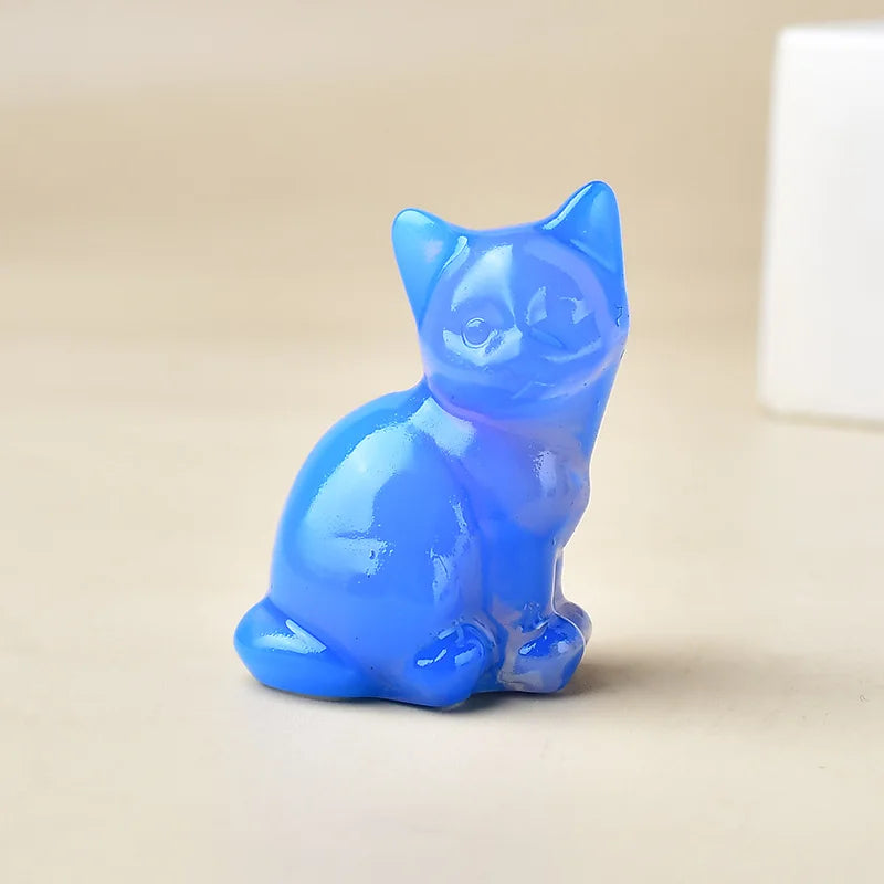 Crystal Carved Cat Decor