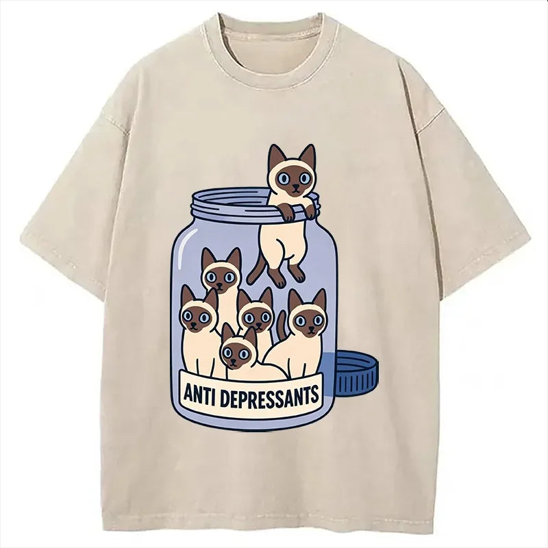 Cute Siamese Washed T-Shirt