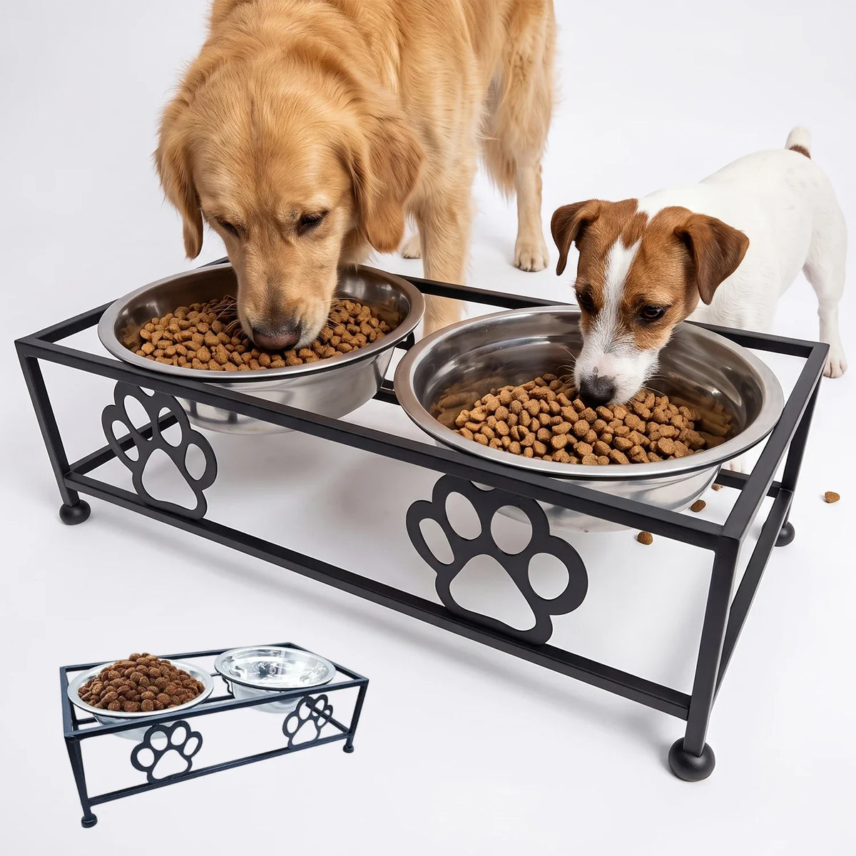 Elevated Pet Feeder with Two Stainless Steel Bowls