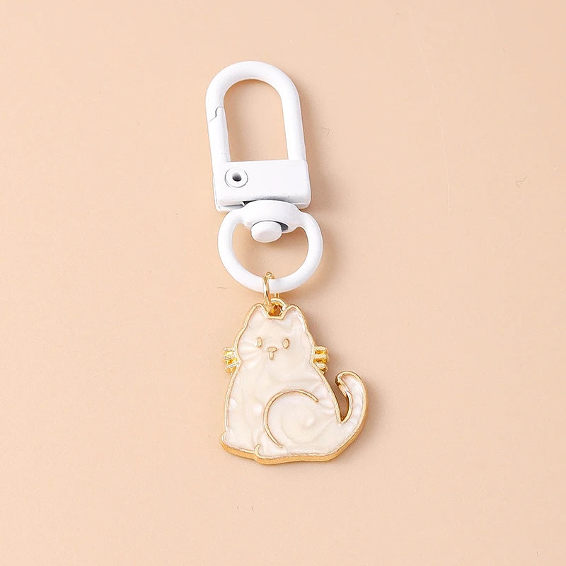 Porte-clés chat en émail mignon