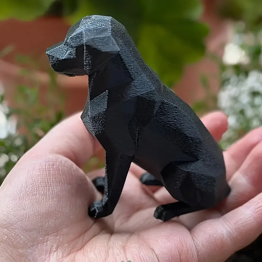 Geometric Black Dog Sculpture