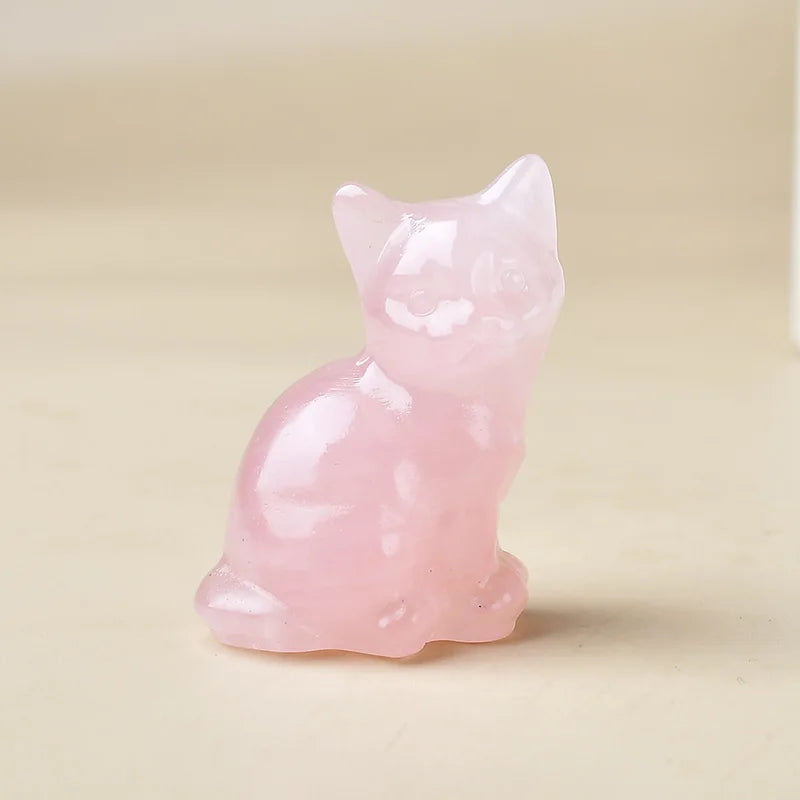 Crystal Carved Cat Decor