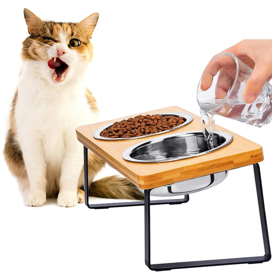 Elevated Bamboo Pet Feeding Station