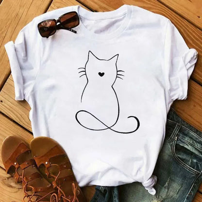 เสื้อยืดลายแมวน่ารัก