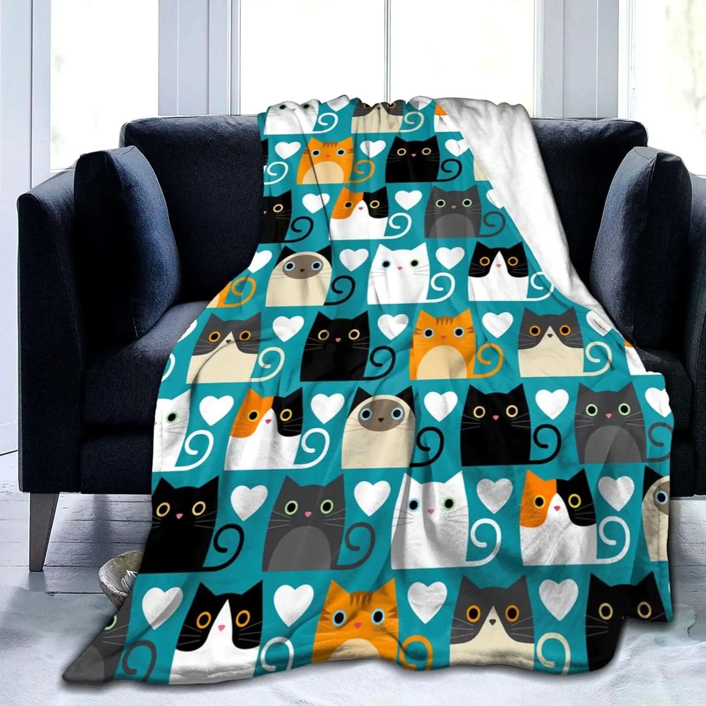 Cat Blanket Soft Cozy Flannel