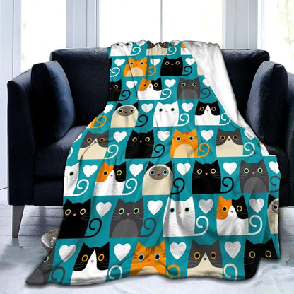 Cat Blanket Soft Cozy Flannel