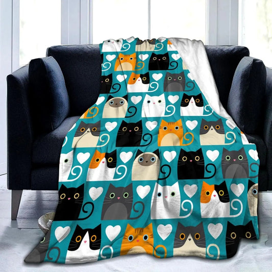 Cat Blanket Soft Cozy Flannel
