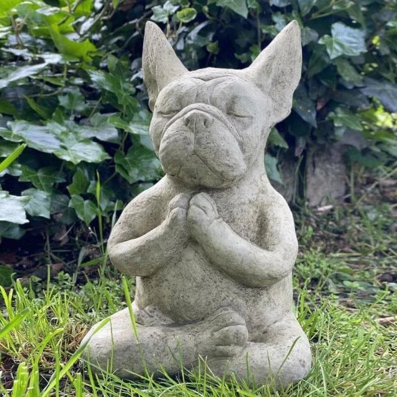 Meditating French Bulldog Garden Statue