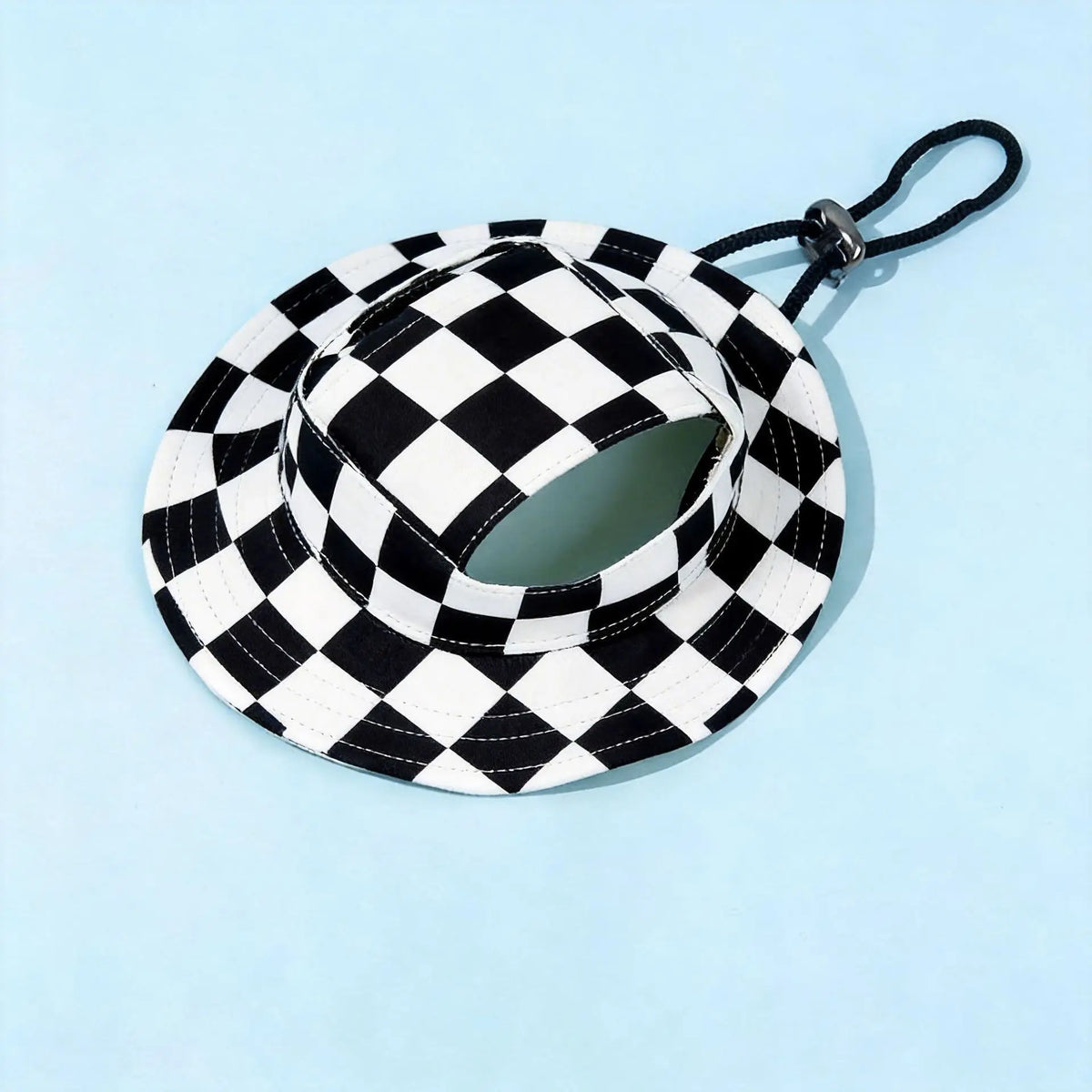 Cotton Pet Bucket Hat with Ear Openings and Adjustable Cord