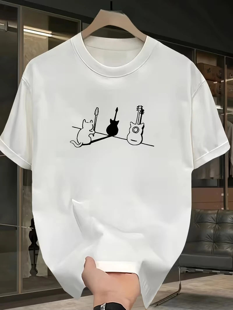 Guitar Cat Illustration T Shirt