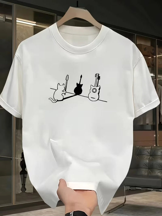 Guitar Cat Illustration T Shirt