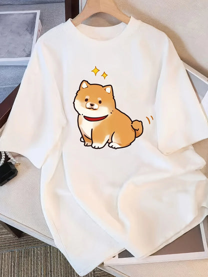 Women's Shiba Inu Graphic Cotton T-Shirt
