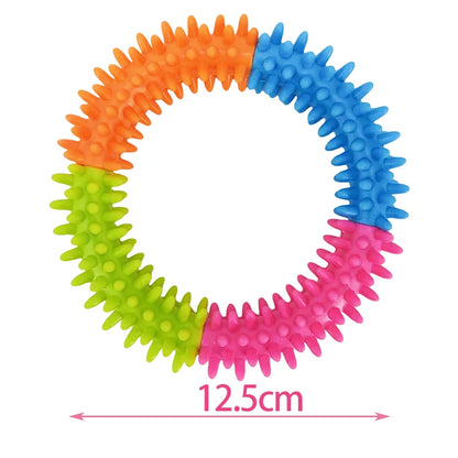 Tri-Color TPR Thorn Ring Dog Toy