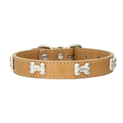 Colorful Dog Collar with Bone Studs