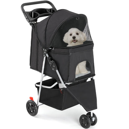 Poussette pliable pour animaux de compagnie à 3 roues