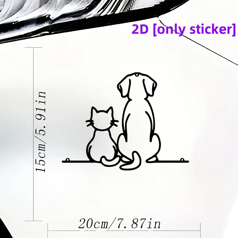 Cat and Dog Back-View Vinyl Car Decal