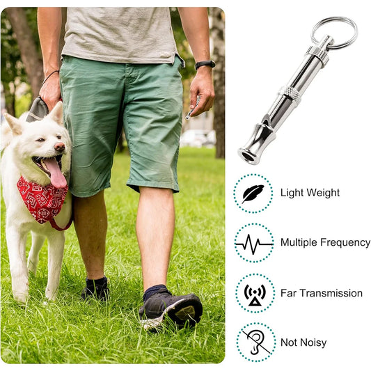 Stainless Steel Dog Whistle with Keychain