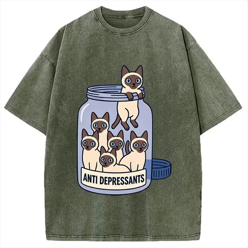 Cute Siamese Washed T-Shirt