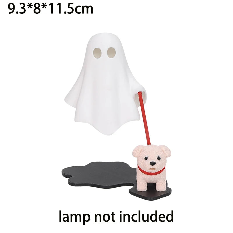 Cute Ghost With Dog Statue