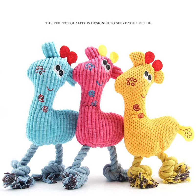 Knitted Sika Deer Plush Dog Toy