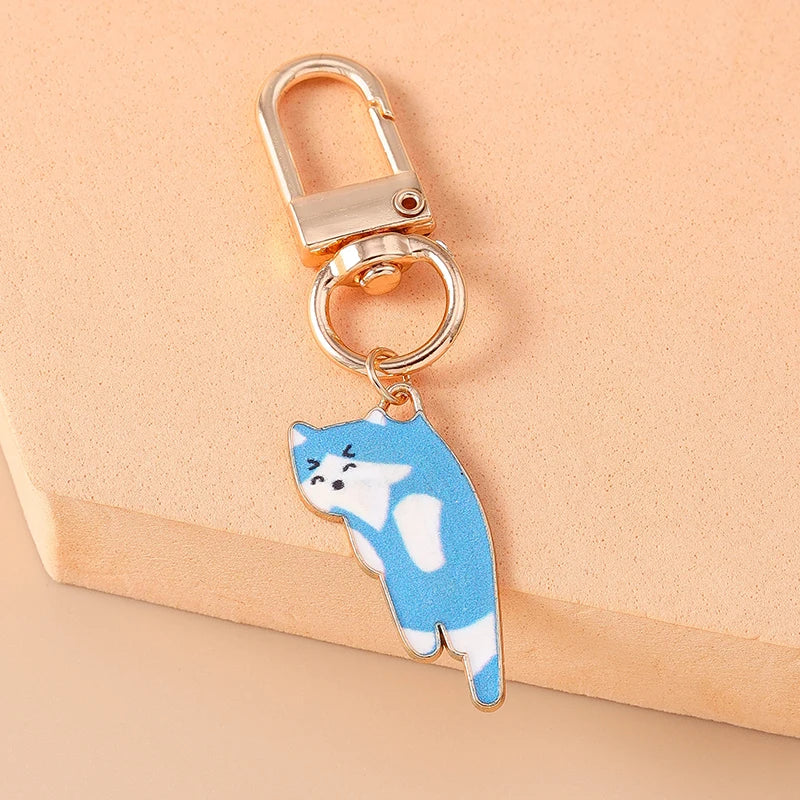 Porte-clés chat en émail mignon