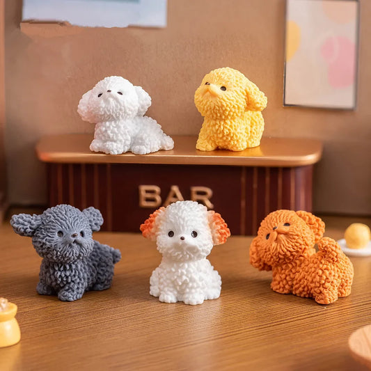 Tiny Fluffy Poodle Figurines